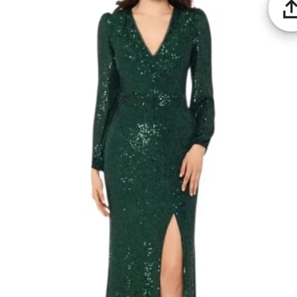 Xscape Formal Evening Gown Green Sequin Wedding Party Dress - Picture 1 of 5